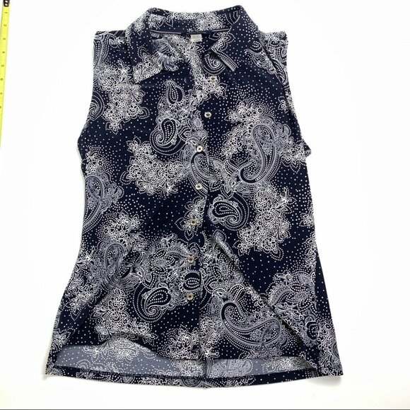 TOMMY Hilfiger  Navy Collared Sleeveless Top - Picture 2 of 6